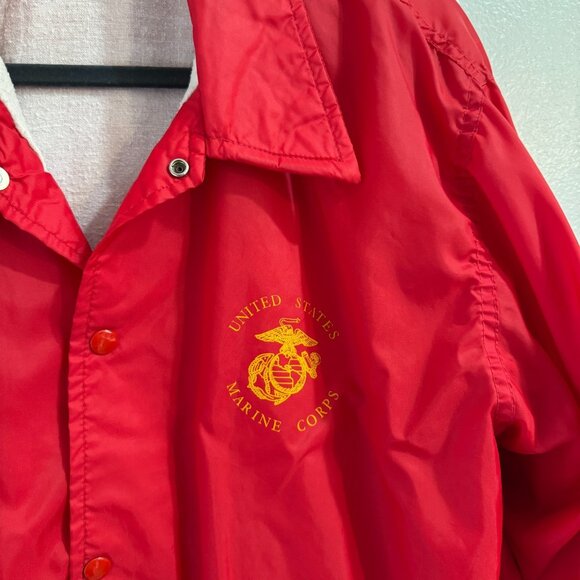 Vintage 80s Jacket Coat L United States Marine Corps Veteran Foreign Wars Red - Picture 2 of 10
